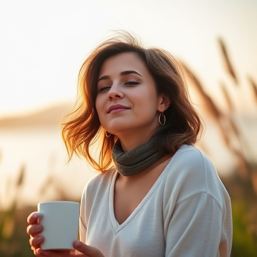 a woman enjoying a peaceful morning routine