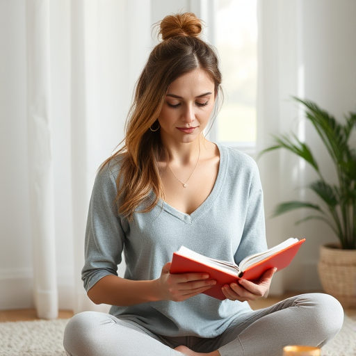 a woman practicing mindfulness or journaling