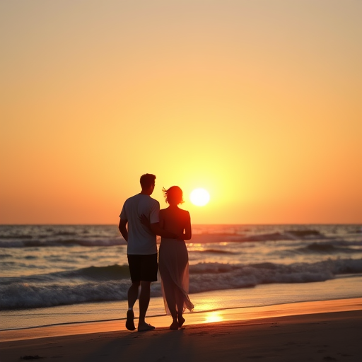 couple on beach at sunset