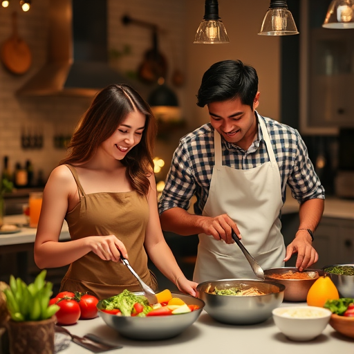 couple on a cooking class date night