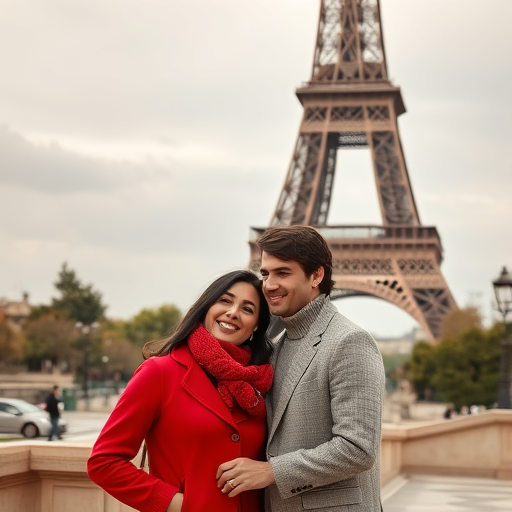 couple in front of Eiffel Tower