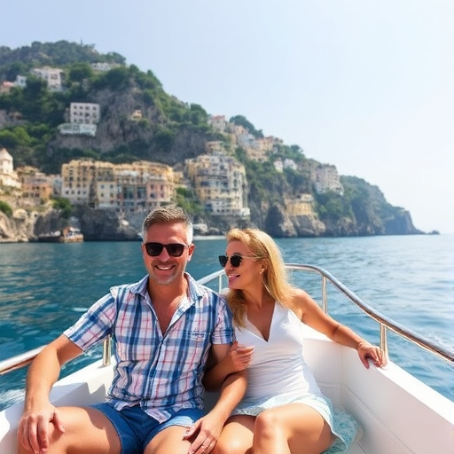 couple on a boat tour of the Amalfi Coast