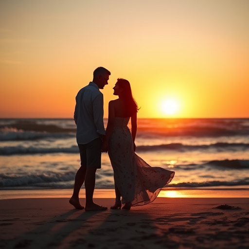 couple on beach at sunset