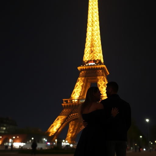 couple in front of Eiffel Tower
