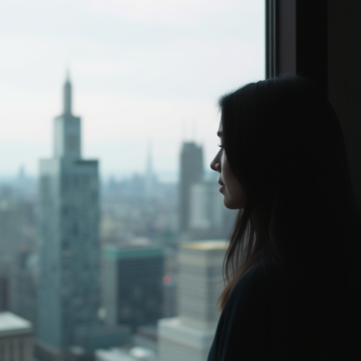 person reflecting by a window