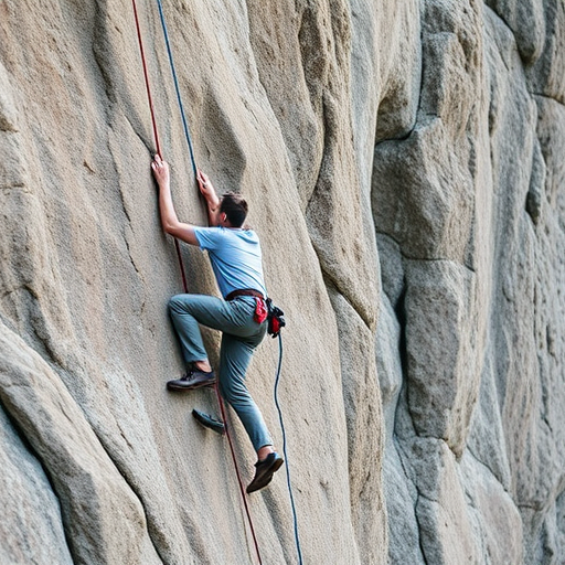 couple rock climbing