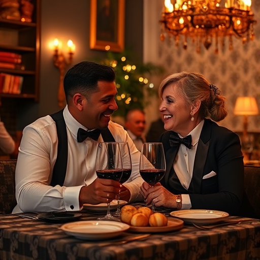 couple dressed up enjoying a themed dinner