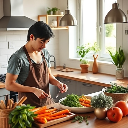 couple cooking a healthy meal together