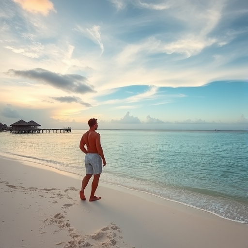 couple on beach in the Maldives