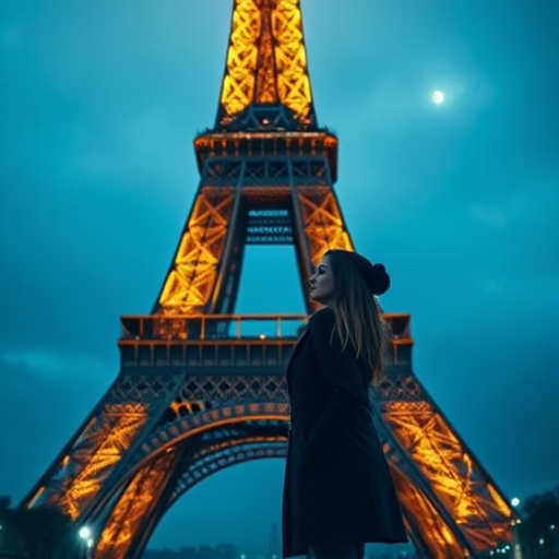 couple in front of Eiffel Tower