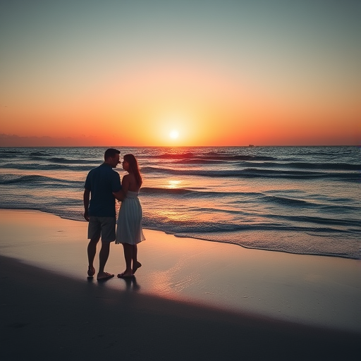 couple on beach at sunset