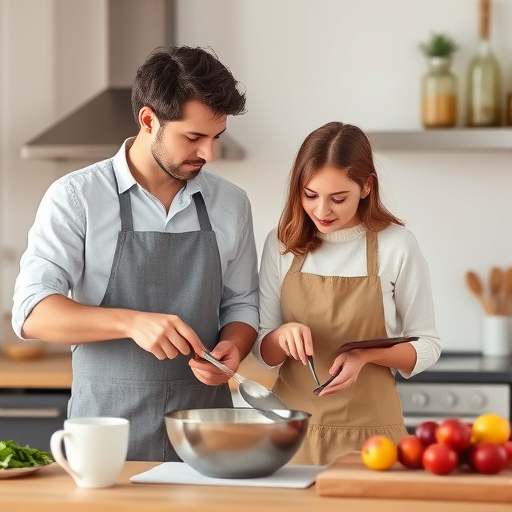 couple cooking together