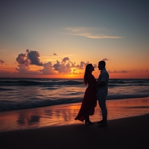 couple on beach at sunset