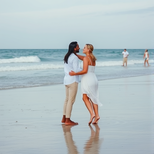 couple on beach, caption: "A healthy relationship is built on trust and honesty."