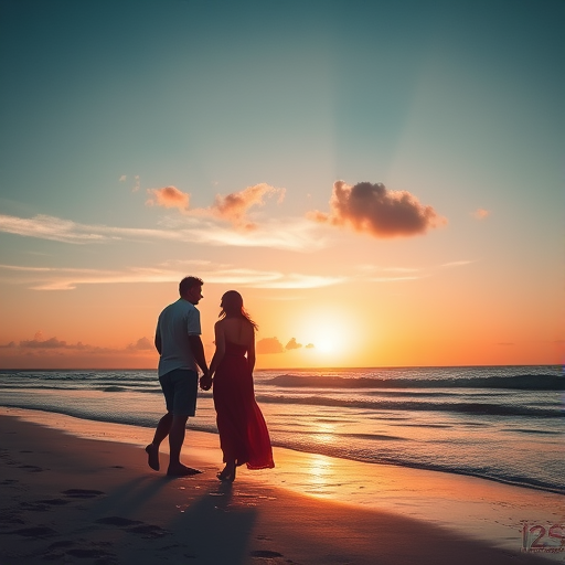 couple on beach at sunset