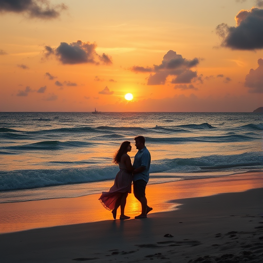 couple on beach at sunset