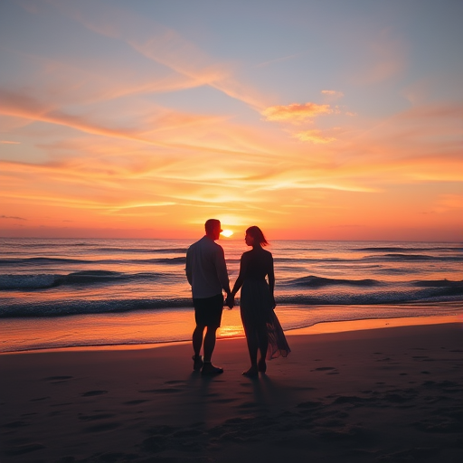 couple on a beach at sunset
