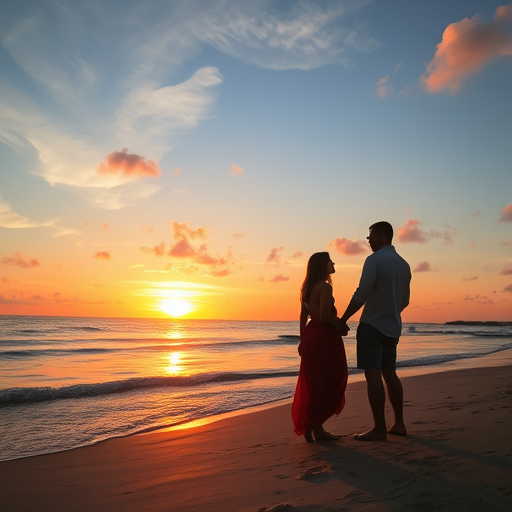 couple on beach at sunset