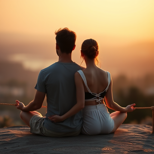 couple meditating together in a serene setting