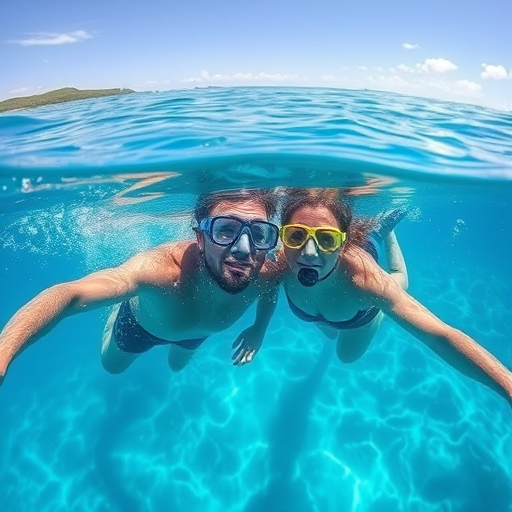 couple snorkeling in crystal-clear waters