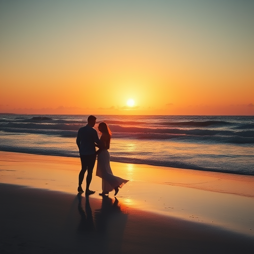 couple on the beach at sunset