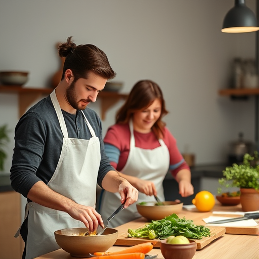 couple engaging in a cooking class or similar activity