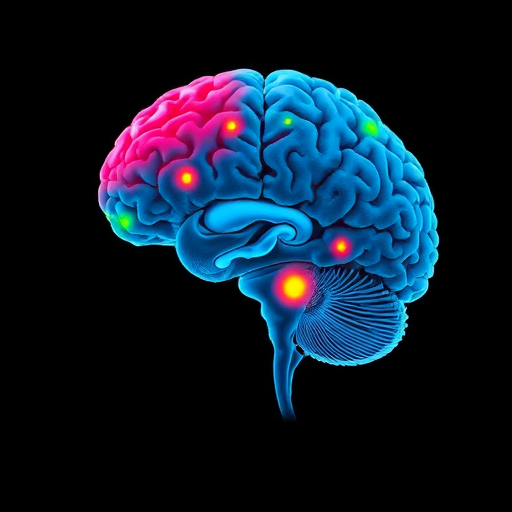 brain scan with highlighted areas