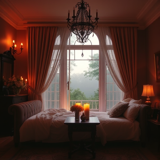 romantic, candlelit room