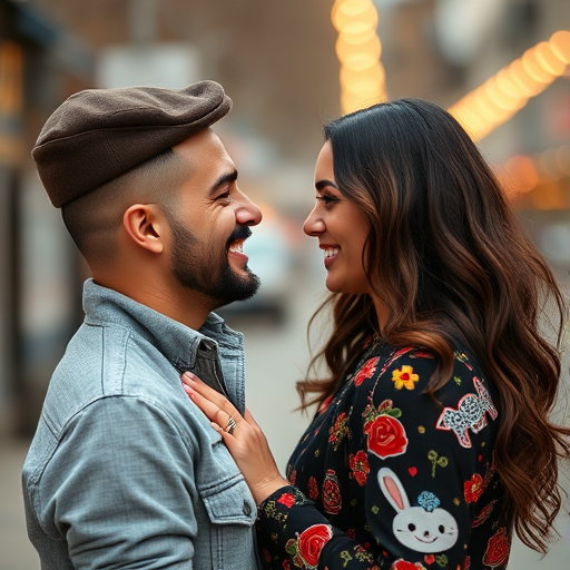 couple making eye contact and smiling