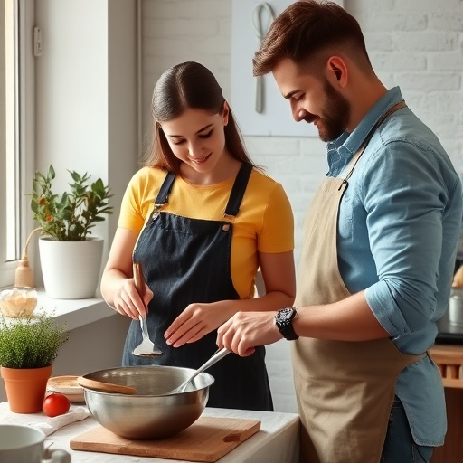 couple painting or cooking