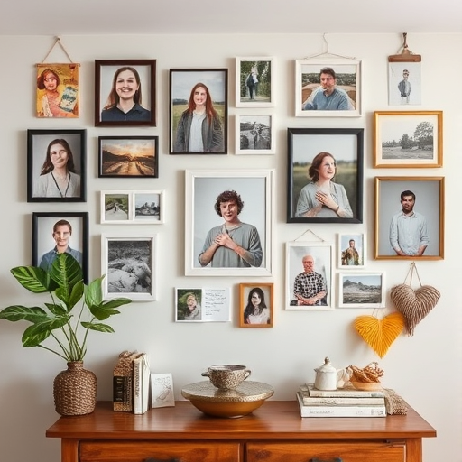 a gallery wall with personal photos and mementos